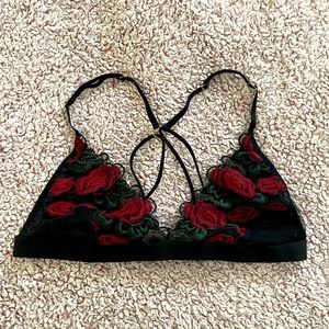 Urban Outfitters Bralette - Black Mesh with Rose details